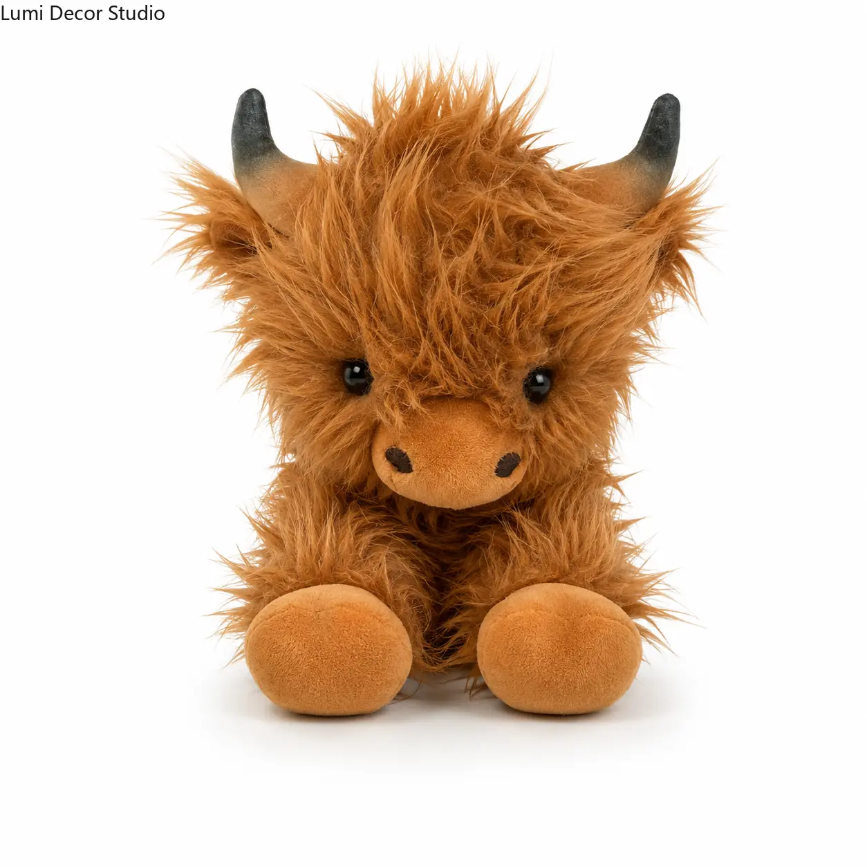 Highland Cow Stuffed Animal, 13.78in Synthetics Realistic Plush Toy, Farm Cattle Doll, Cozy Companion Gift for Kids, Room Decor for Birthday Christmas
