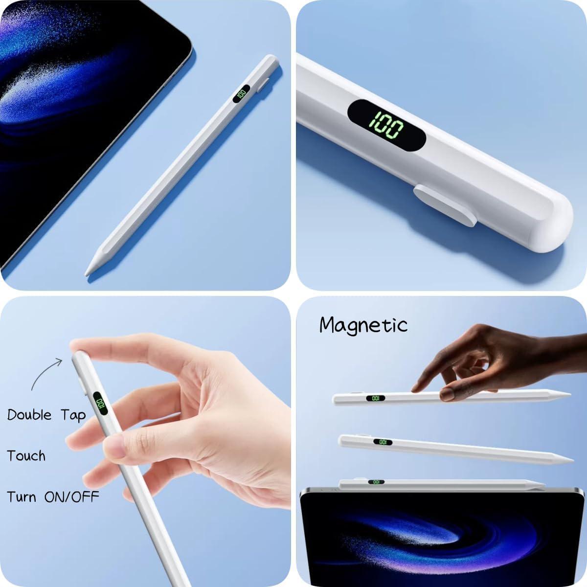 Stylus Pen for iPad, Fast Charge, Universal Stylus Pen with Palm Rejection & Tilt Sensitivity, Active Touch Screen Pencil Compatible with 2018-2025 Apple iPad/Samsung Tablet, White