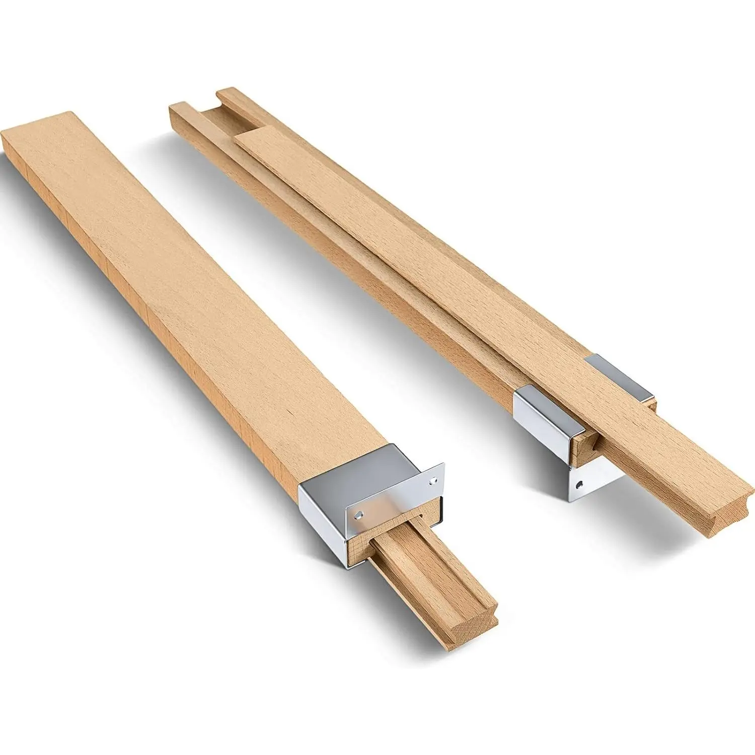 2 Pcs 16 Inch Wooden Drawer Slides, Wood Bottom Mount Center Guide Track with Metal Slide Glides, Classic Drawer Rails for Dresser Furniture RepairGift