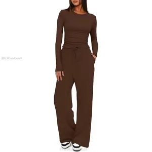 Women's 2 Piece Sets 2025 Fall Outfits Long Sleeve Wide Leg Tracksuits Casual Lounge Set Matching SetsFFMotionModeDD17CoreComet