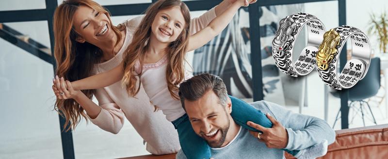 MILACOLATO Feng Shui Pixiu Mantra Ring 925 Sterling Silver Feng Shui Ring Protection Lucky Amulet Wealth Health Buddhist Vintage Adjustable Pixiu Ring for Women Men