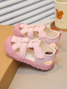 Light Baby Sandals, Cute Korean Style, PU Leather, Velcro Closure, Anti-Collision Toe, Non-Slip Sole, Breathable, 0-3 Years