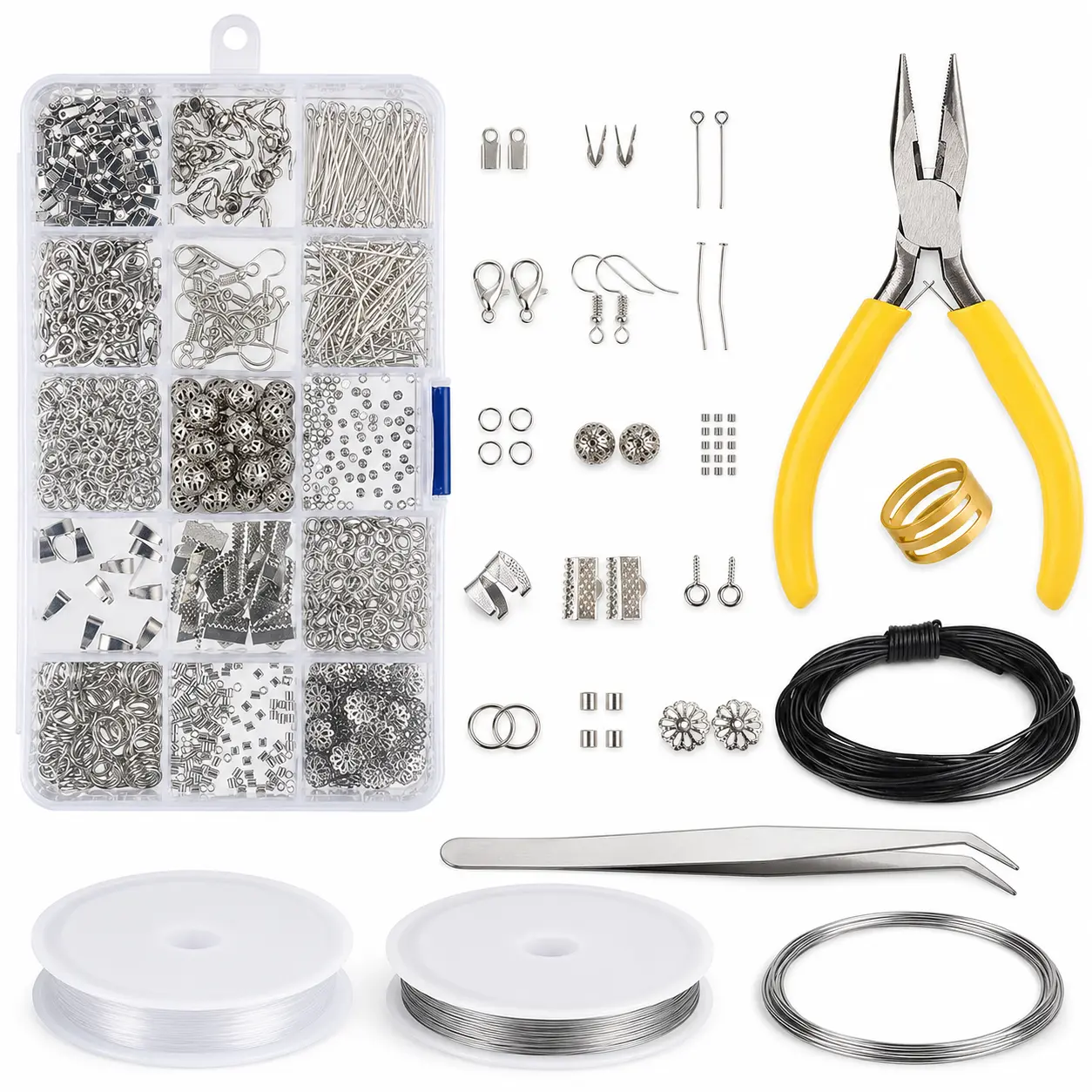 DIY Jewelry Making Complete Kit for Beginners & Crafting Enthusiasts – Jewelry Findings, Pliers, Tweezers, Wire, Beading Accessories, Repair Tools for Bracelet, Necklace, Earring Projects