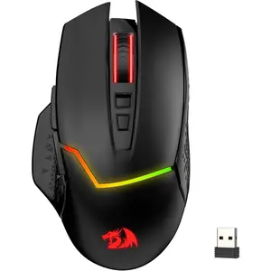 Redragon M690 MAX Wireless Gaming Mouse, Tri-Mode RGB Mice w/ 7 Macro Buttons, 12800 DPI, 400mAh Rechargeable Mouse for PC/Mac/Laptop