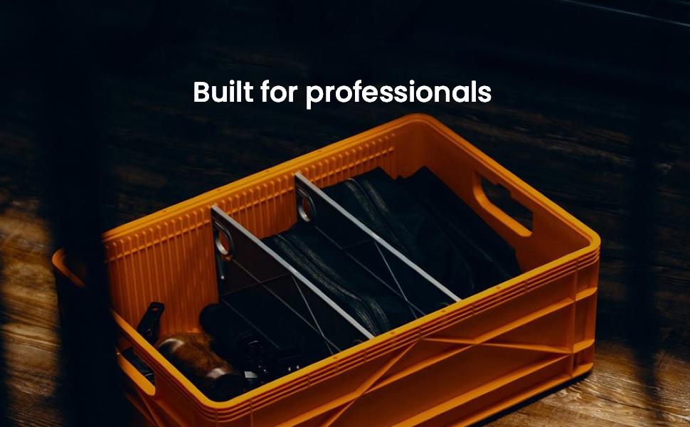 CRATE Starter Pack - Two Full Size and One Half Size SidioCrate, Stackable Outdoor Organizer Storage Bins with Clear Lid and Dividers - Black