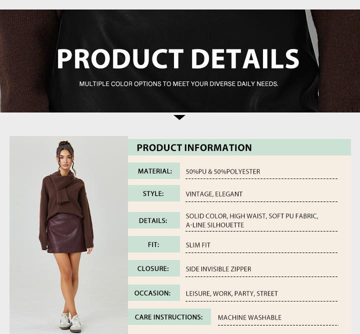 Women's Versatile Solid Color High Waist Invisible Zipper PU Mini Skirt, Classy Street Womenswear, Elegant Women's Bottom, Chic A-Line Skirt Women's Versatile Solid Color High Waist Invisible Zipper PU Mini Skirt, Classy Street Womenswear, Elegant Women's Bottom, Chic A-Line Skirt