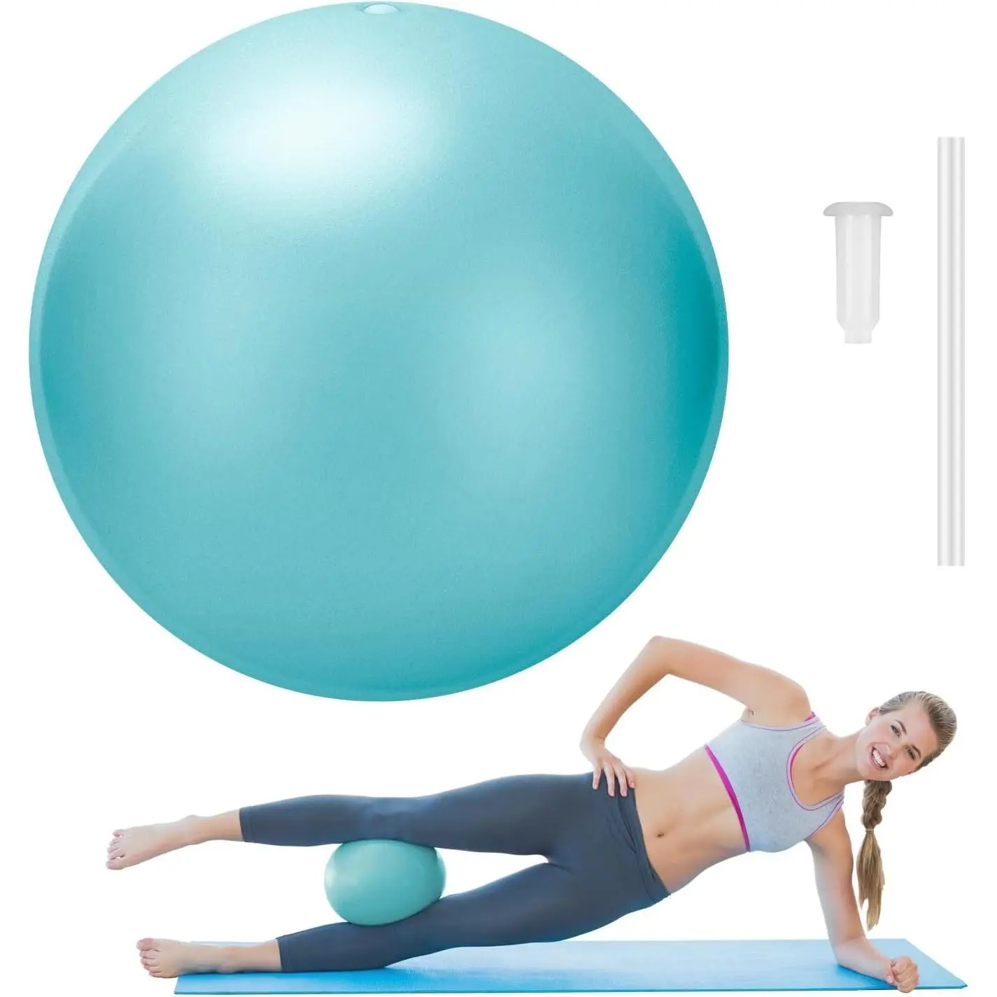 Pilates Ball, 9,8 Inch Small Exercise Mini Soft Workout Yoga Ball with Exercise Guide, for  Gym Yoga, Pilates, Core , Workout, , Stability