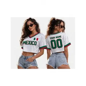 Premium Croptop Football Jersey Mexico Football Cropped Jersey, Custom Name Athletic Shirt, Fan Apparel