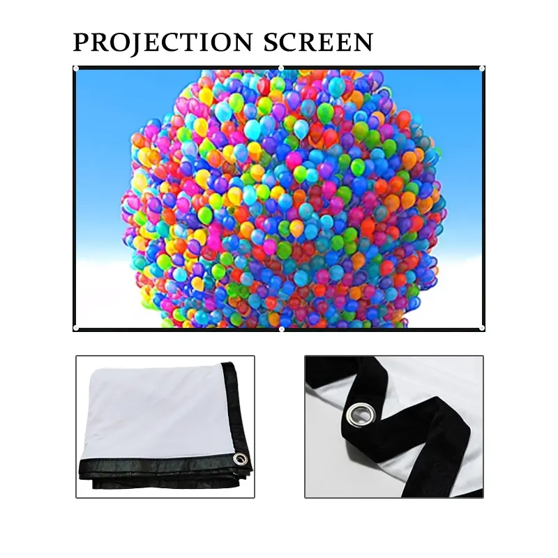 16: 9 Projection Screen  Outdoor Movie Screen Outdoor Projection Screen Outdoor Camping Projector Screen Home Outdoor Movie Screen Lightweight White Screen Projection Screen 60-150 inches