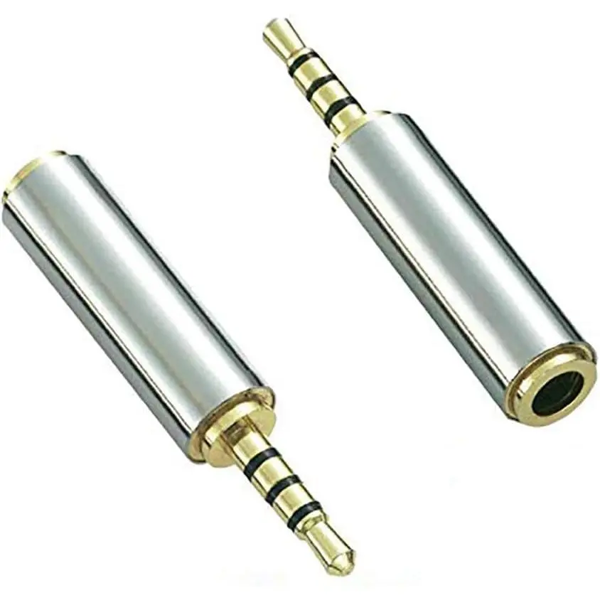 2.5mm Male to 3.5mm Female Audio Adapter  Plated Aux Auxiliary Plug Splitter 3 Ring Jack Support Converter Headphone Earphone Headset Stereo or Mono(2 Pack