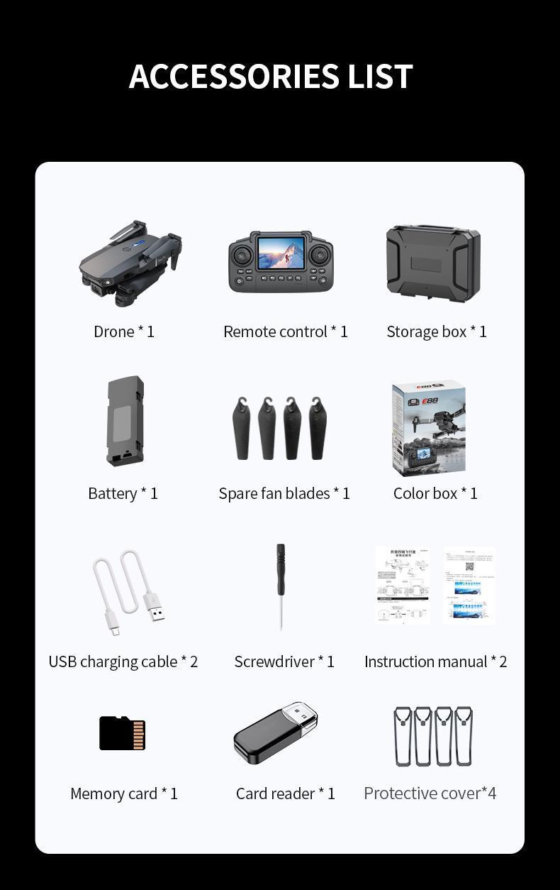 2025 New E88 Pro Upgraded Drone With Screen 4K Camera Aerial Photography Camera Dron Foldable Quadcopter RC Toy For Kid Gift 2025 New E88 Pro Upgraded Drone With Screen 4K Camera Aerial Photography Camera Dron Foldable Quadcopter RC Toy For Kid Gift