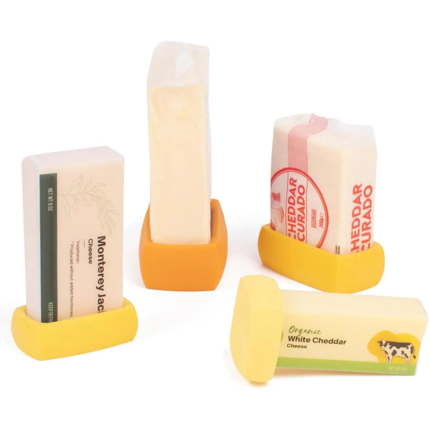 Cheese  Set of 4   Savers |  | Plastic Free  Storage | Dishwasher Safe | Cheese Paper Alternative | Cheddar, Swiss, Colby Jack