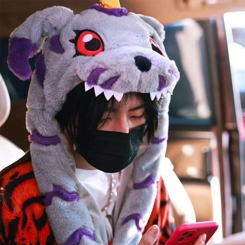 Digimon Adventure Gabumon Hat Anime Peripheral Plush Toy Cos Anime Figure Two-dimensional Cartoon Kawaii Scarf Gloves Gift