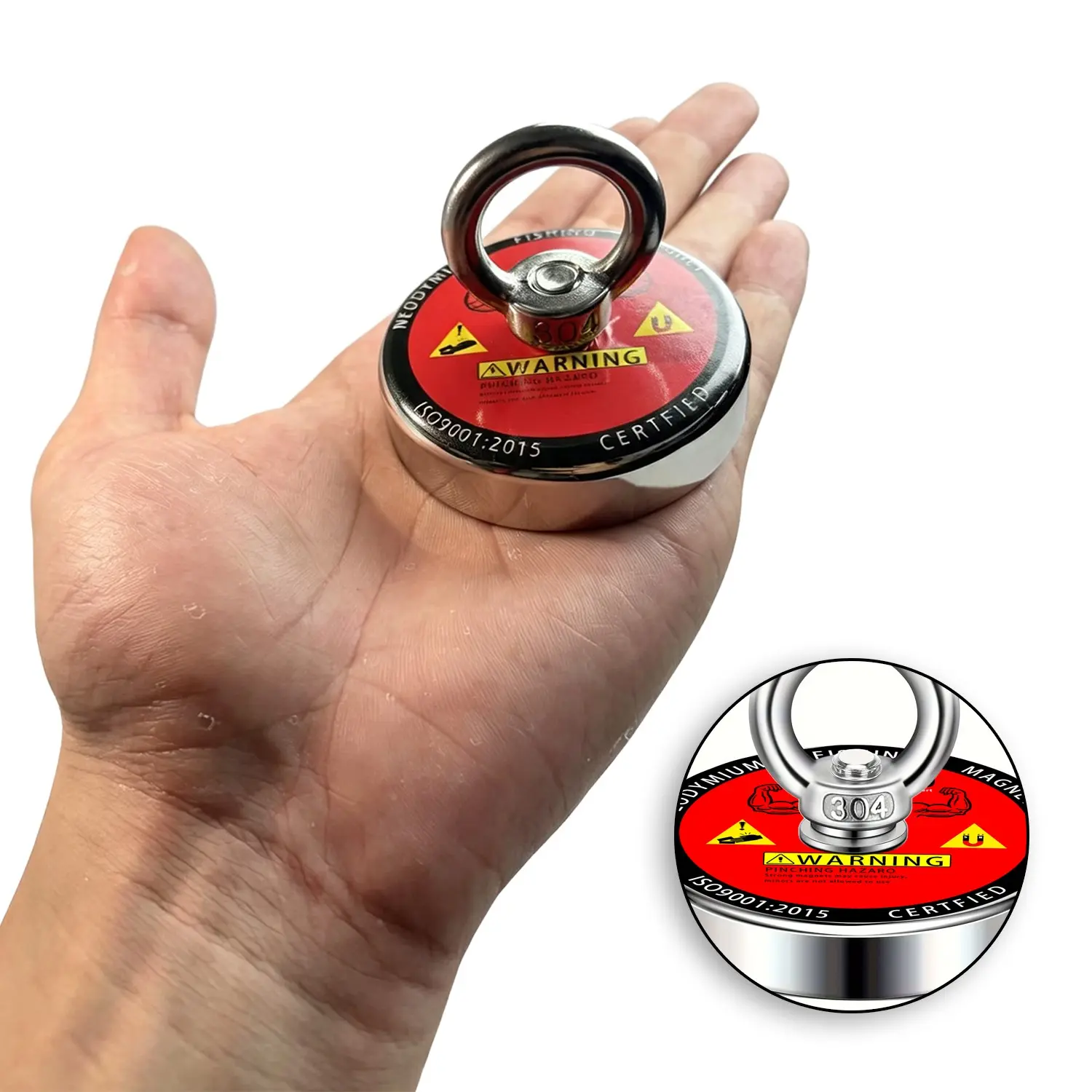 Super Strong Neodymium Fishing Magnet Kit, 200 Lbs Pull Force, 2.36 Inch Diameter, Ideal for River and Magnetic Fishing