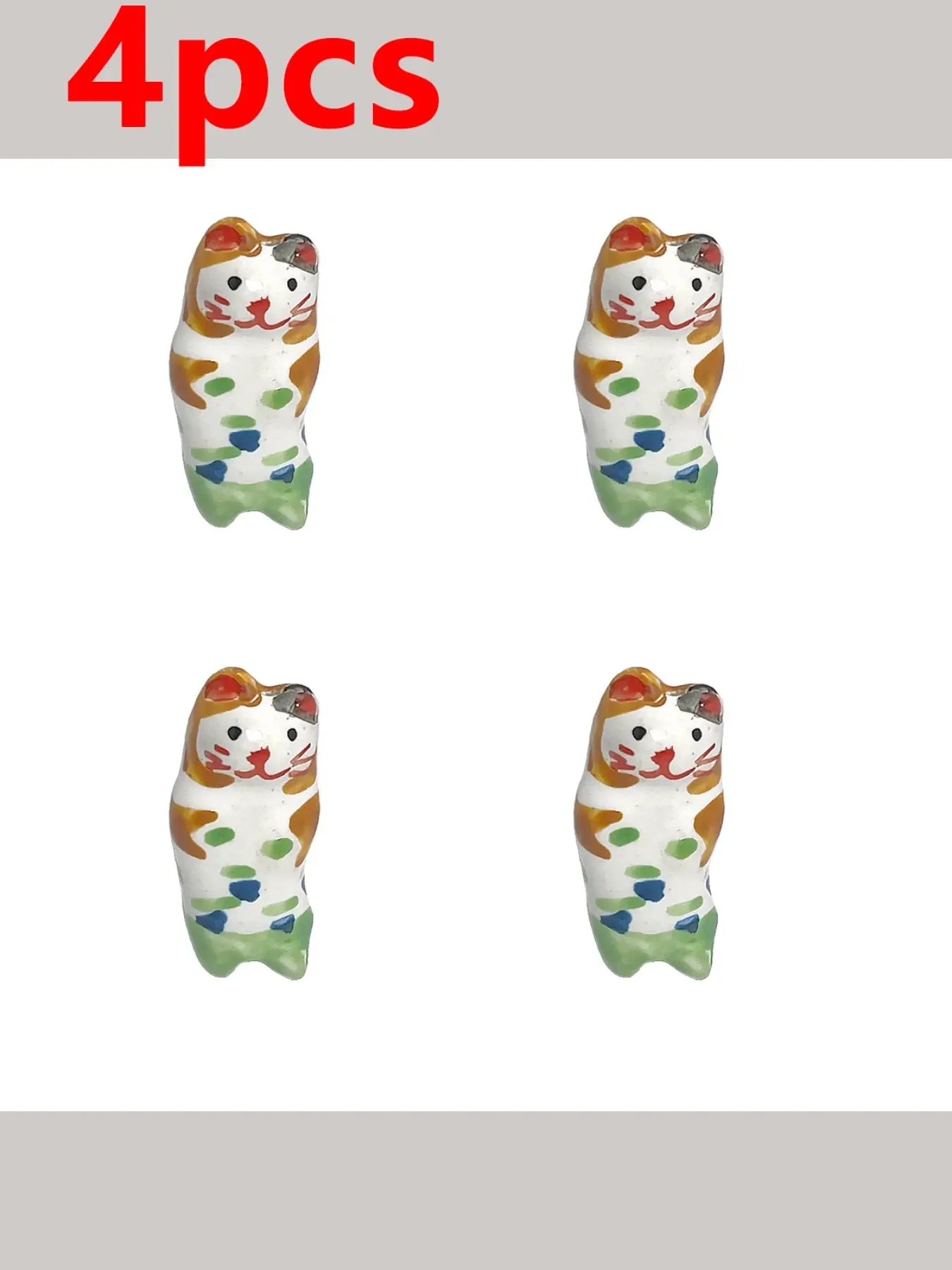 4pcs Elegant Cat Pattern Ceramic Beads, DIY Jewelry Making Supplies, Fashionable Animal Design, All Seasons Accessory