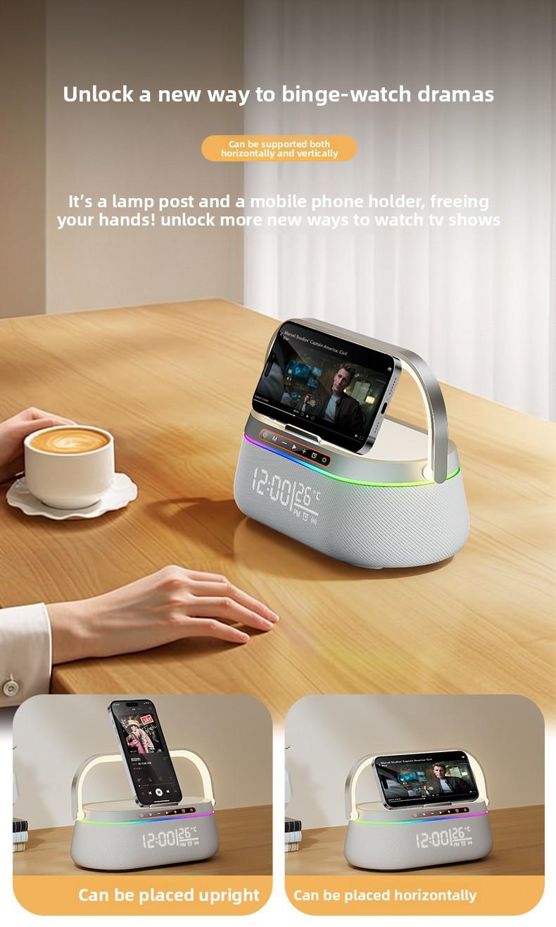 Best-selling all-in-one wireless charger, colorful LED smart desktop clock, alarm clock, portable Bluetooth speaker