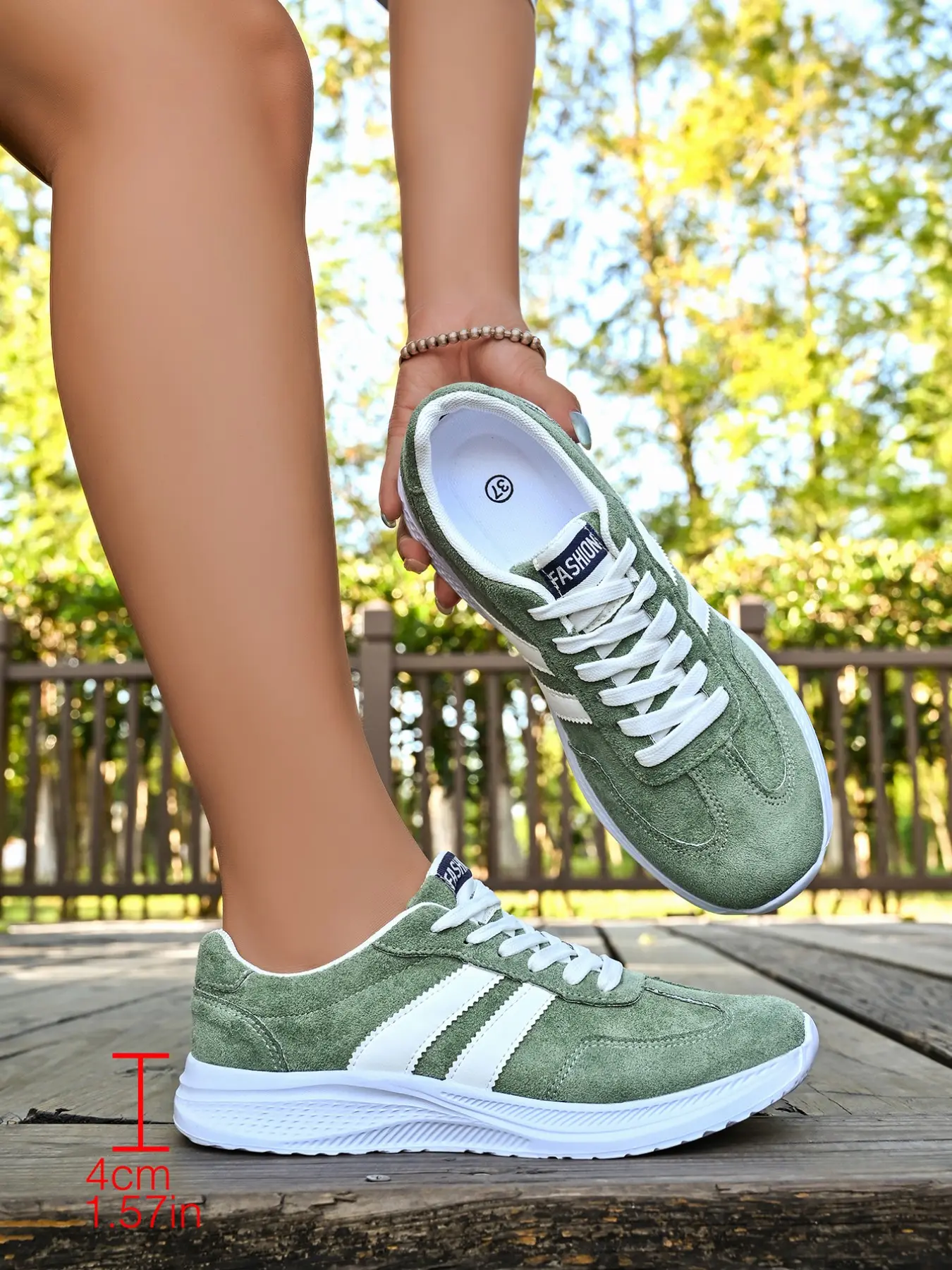 Women's Retro Striped Trainer Shoes, Lightweight Thick Sole Casual Sports Shoes, Versatile Low Top Lace-Up Patchwork Running Shoes