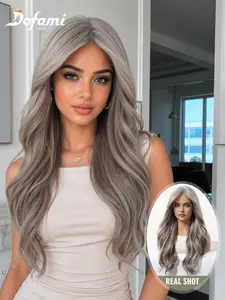 Silver Long Wavy Mechanic Wig, Cool Tone Layered Waves, Natural Voluminous Face-Flattering Style, Daily Street Commute Versatile Look