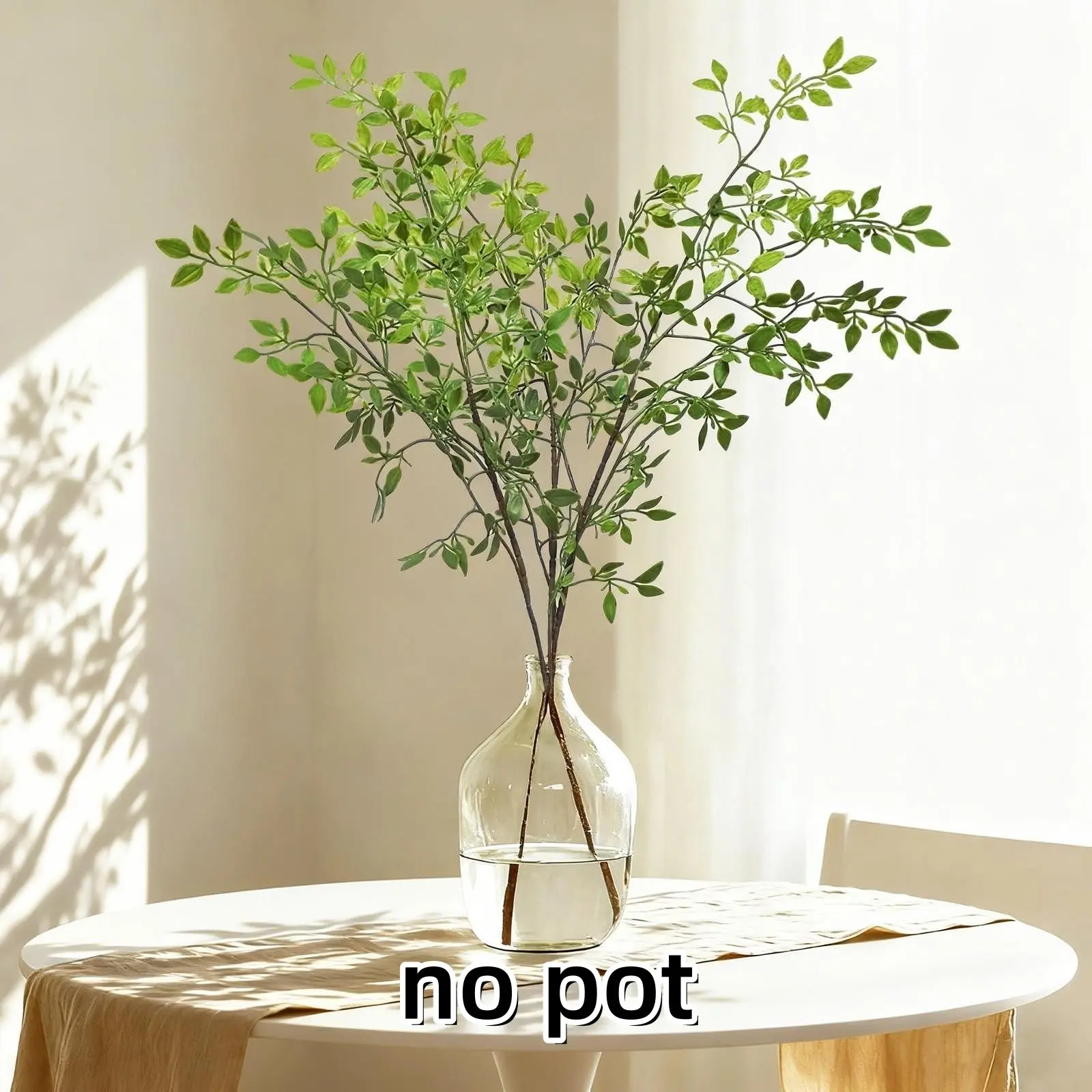 2 Pack 43.3 Inch Artificial Nandina Greenery Stems, Faux Leaves Fake Plant Branches, Decorative Artificial Greenery for Vase Filler, Office and Indoor Home Decoration