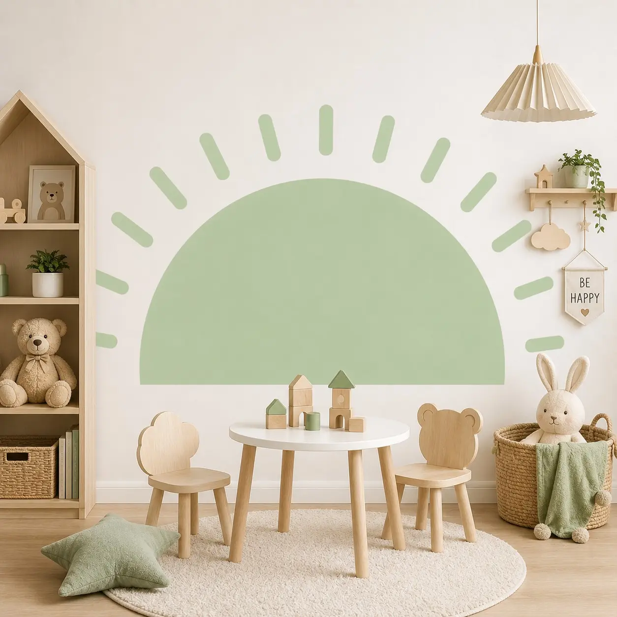 Boho Sun Wall Decals, Flat Sticker Type, Universal Use, Ideal for Bedroom Art, Playroom, Classroom, Living Room, DIY Home Decoration