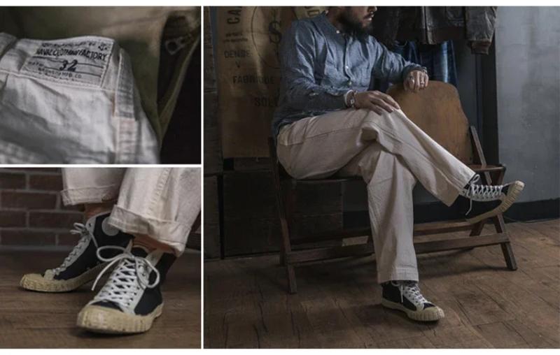 Kyn Apparel  Retro Naval Deck Trousers Vintage Inspired Herringbone Twill Work Pants