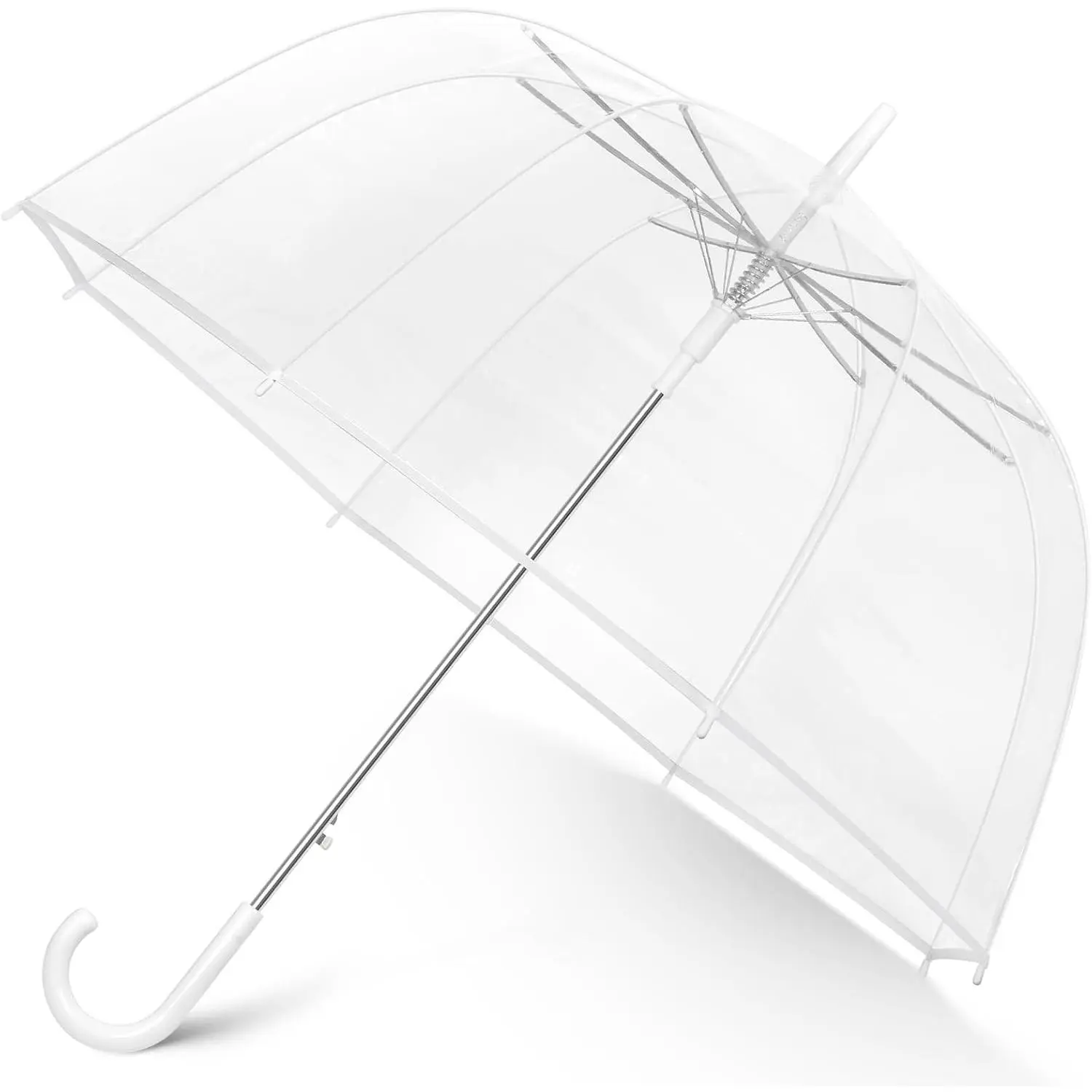52 inch Large Canopy Clear Bubble Umbrellas, High-Visibility Rain Umbrella Transparent Dome Coverage, Auto Open, Rain & Windproof, J Hook Handle, for Weddings, Prom, Graduation and Outdoor Events
