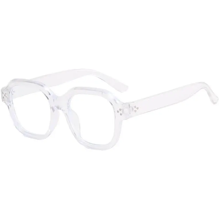 Retro Square  Eye Glasses - Rivet Design Blue Light Blocking Non-Prescription Frames for Women Men
