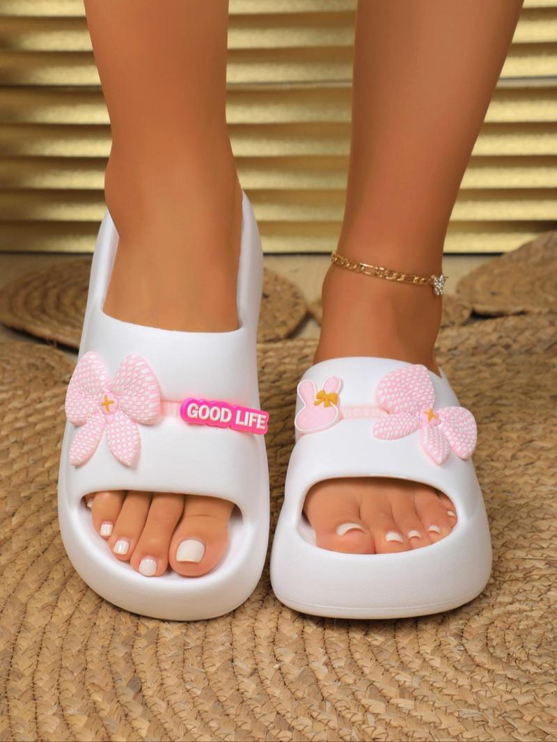 Women's Bowknot Design Slippers, Casual Soft Comfortable Slippers, Non-slip Beach Slippers, Lightweight Slippers for Indoor & Outdoor Wear, Walking Shoes