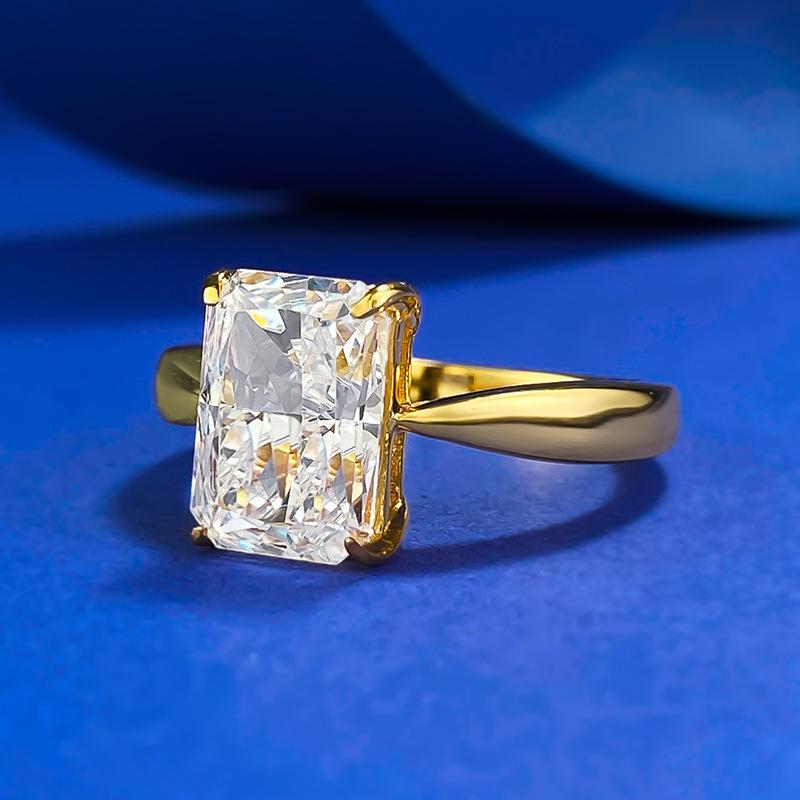 S925 Sterling Silver Ice Flower cut rectangular ring 7*10 8A cubic zirconia ring fashion jewelry accessory woman Girl promise ring springtok-353(50%)