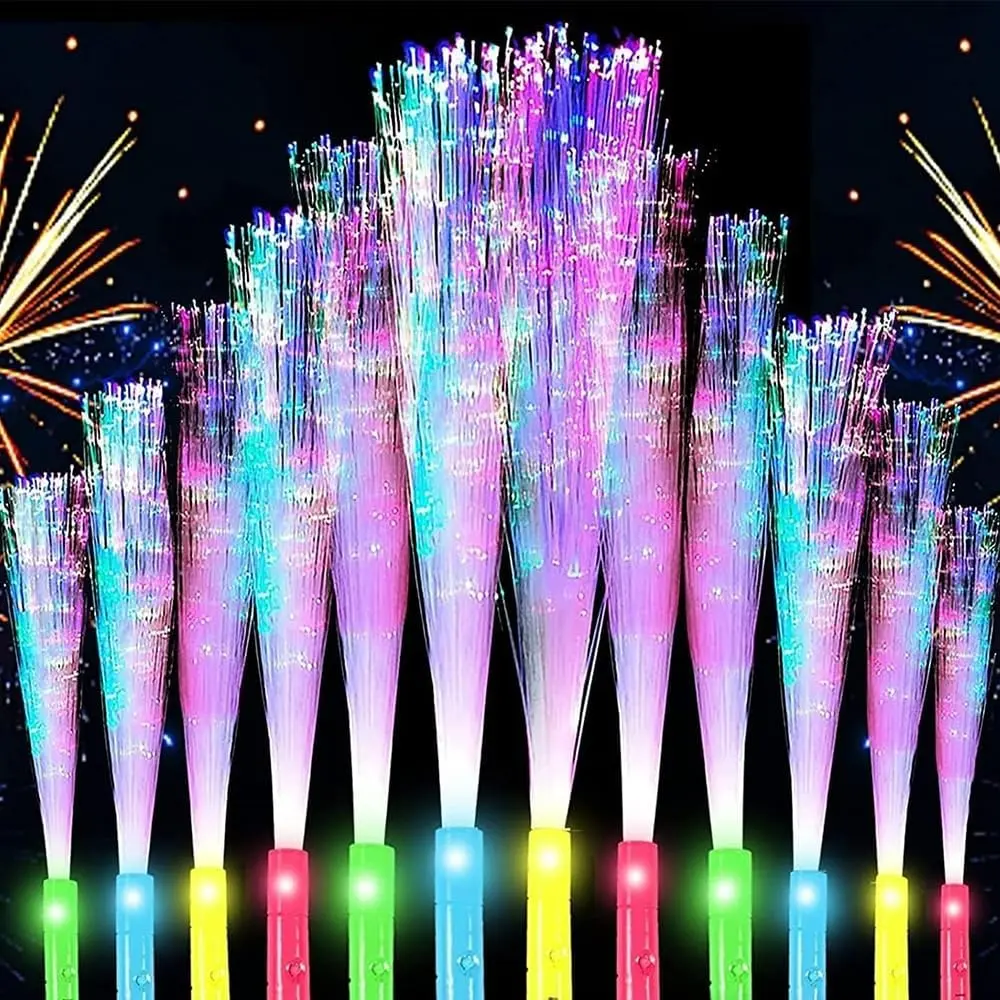 24 count Glow Fiber Optic Sticks LED Light Wands Set-Glittering Party Favors | Color-changing Shining LED Fiber Optic Wand Party  Set