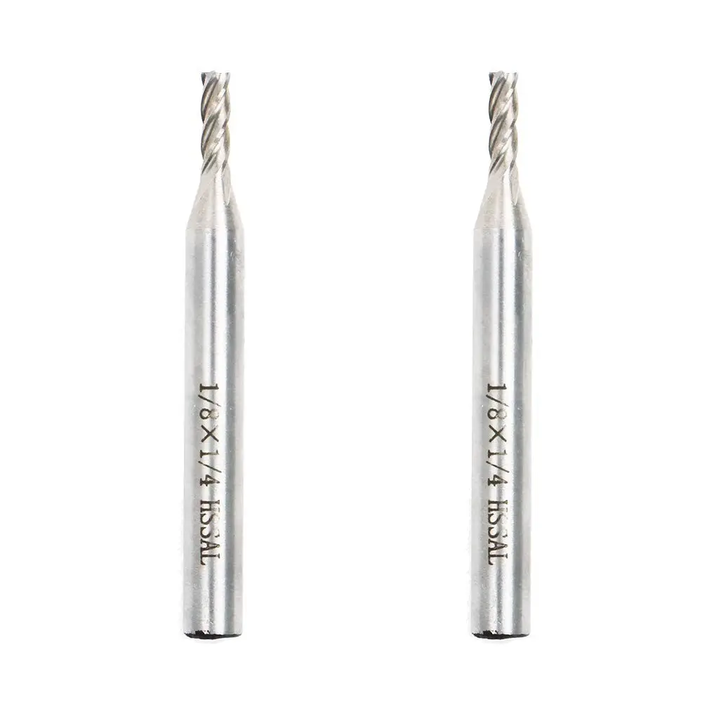 1/8" HSS 4 Flute End Mill Cutter 2PCS CNC Milling Bits