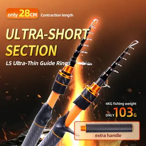 Fishingfans Orca 3 Telescopic Stream Fishing Rod, 6 Feet Medium Lightweight Carbon Fiber, High Sensitivity, 8 Kg Load Capacity, Portable Design