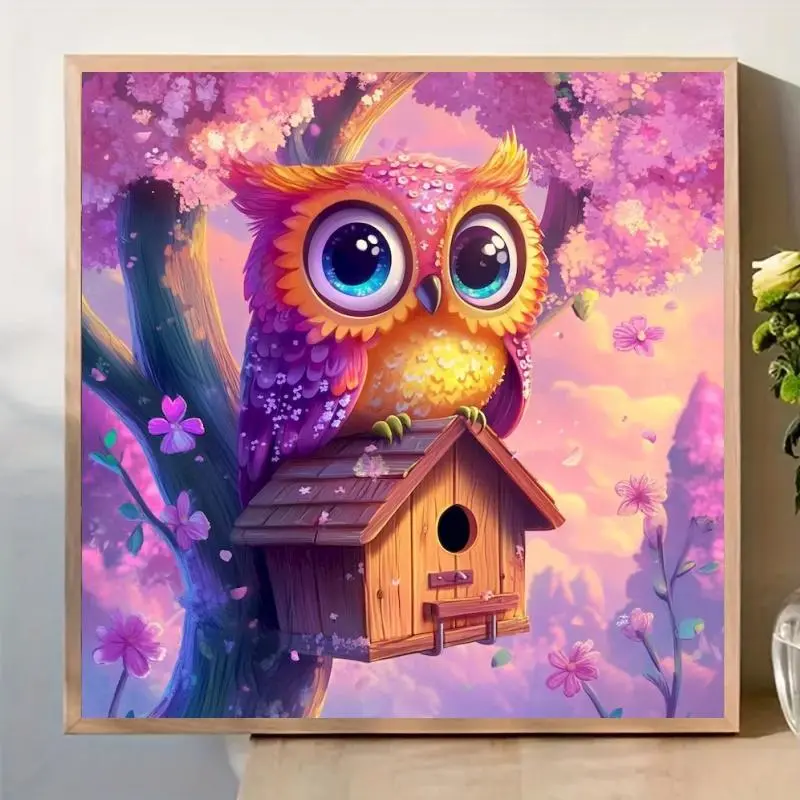 Whimsical Aesthetic Paint by Numbers for Adults with Stretched Canvas Frame 20x20" 50x50cm Dopamine Decor Cute Animals Owl DIY Acrylic Oil Painting Kit Rainbow Cat Neon Rose Wall Art Crafts Gift Pre-framed Paint by Number Kit