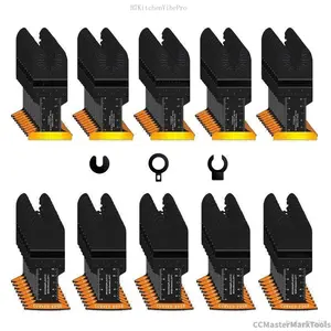 100PCS Oscillating Tool Blades, Titanium & HCS Oscillating Saw Blades for Metal/Wood/Plastic Cutting, Curved Edge Multi Tool Blades Compatible with Bosch Milwaukee RyobiEverlanelnspired17CCMasterMarkToolsPulseTrail5H7KitchenVibePro