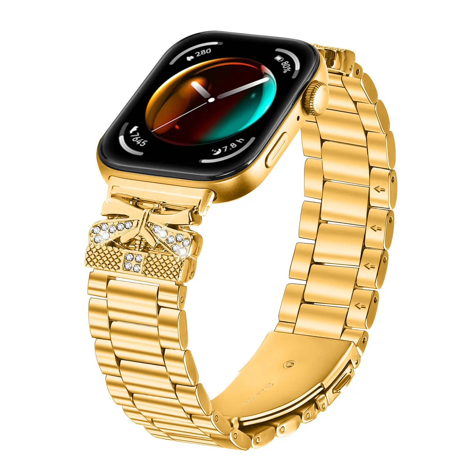 for Huawei Watch Fit 3 / Fit 4 / Fit 4 Pro, Polished Stainless Steel Replacement Watch Band With Butterfly Shape, Glossy Metal Texture Secure Butterfly Clasp Versatile Daily Wrist Strap, Watch Face Not Included