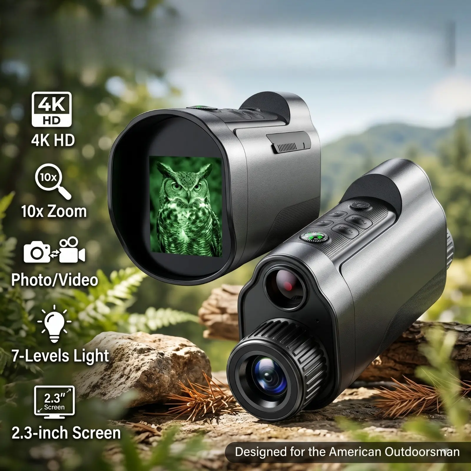 Night Vision Monocular Handheld, High-Definition Infrared Scope 10X Zoom 2600Ft Range in 100% Darkness 3000Mah Rechargeable Battery, for Adult Hunting Camping Home Security, Wildlife Observation Gear Tactical Survival Additions Men'S Gifts