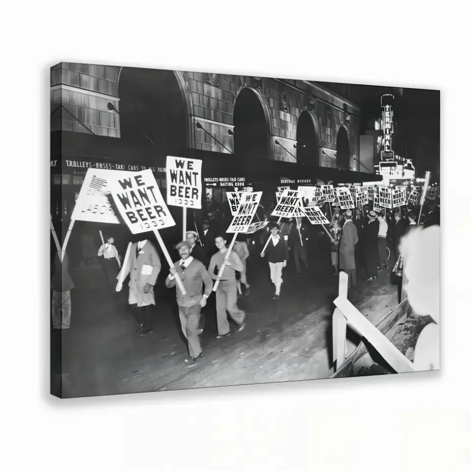 We Want Beer Prohibition Protest Black-and-White Wall Art Print - Alcohol Bar & Drinking Themed Home Decor