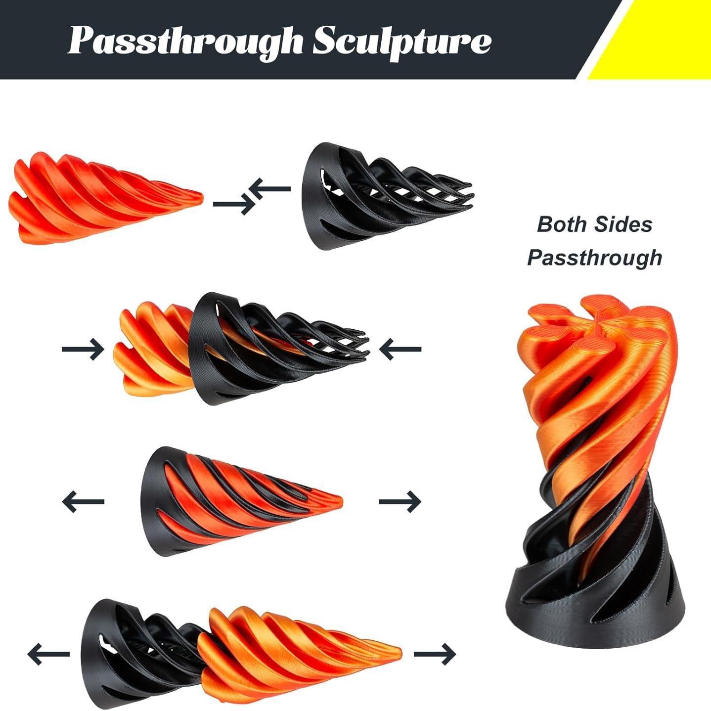 Random Color 3D Printed Spiral Fidget Toy, 1/2 Counts Impossible Cone Mini Fidget, Cones Passing Through Pyramid Toy for Stress and Anxiety Relief, Stress Relief Fidgeting