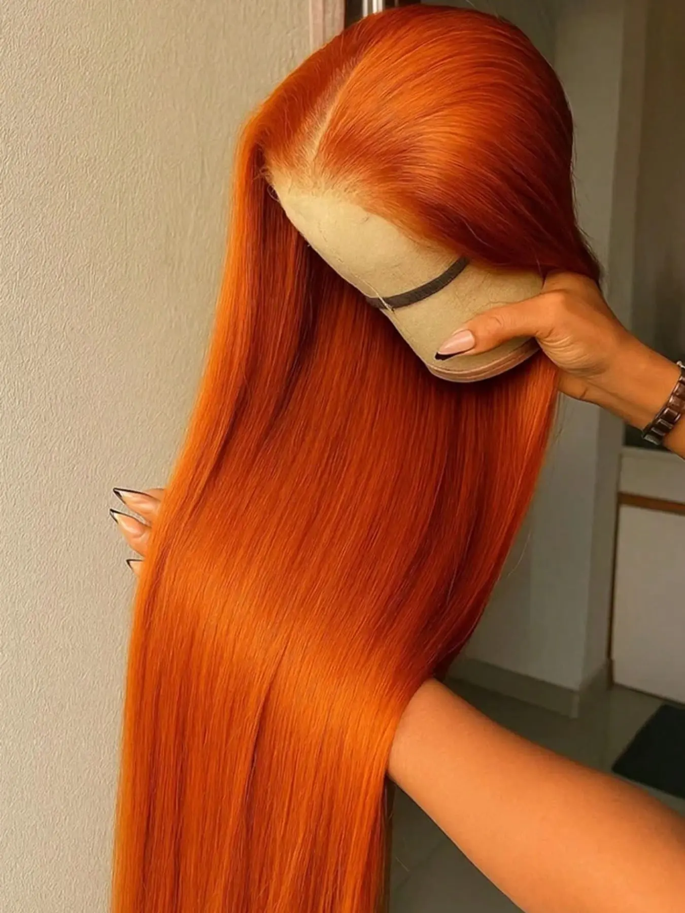 [Super Deal] Long 30 inch Ginger Orange Straight Heat Resistant Synthetic Fiber Lace Front Wig Glueless 13x4 Lace Front Wig Ginger Pre Plucked 200% Density Hd Lace Wig With Baby Hair Colorful Wigs For Women