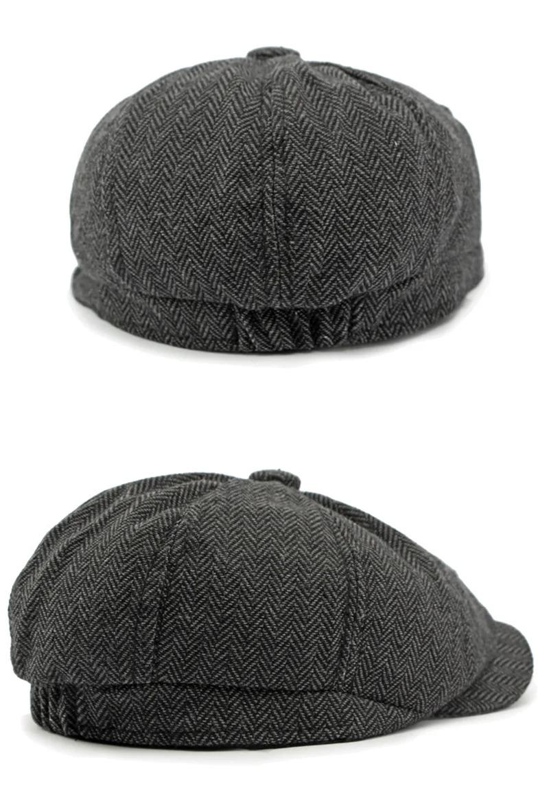 Twill Flat Cap for Men Women Herringbone Newsboy Caps British Style Octagonal Hat Solid Green Red Detective Cabbie Beret Hat