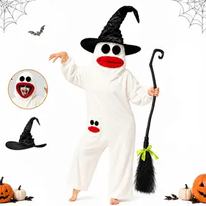 Halloween Ghost Plush Wearable Prop Set, Includes Witch Hat, Fun Ghost Hooded Party Costume Accessories, Soft Funny Mascot