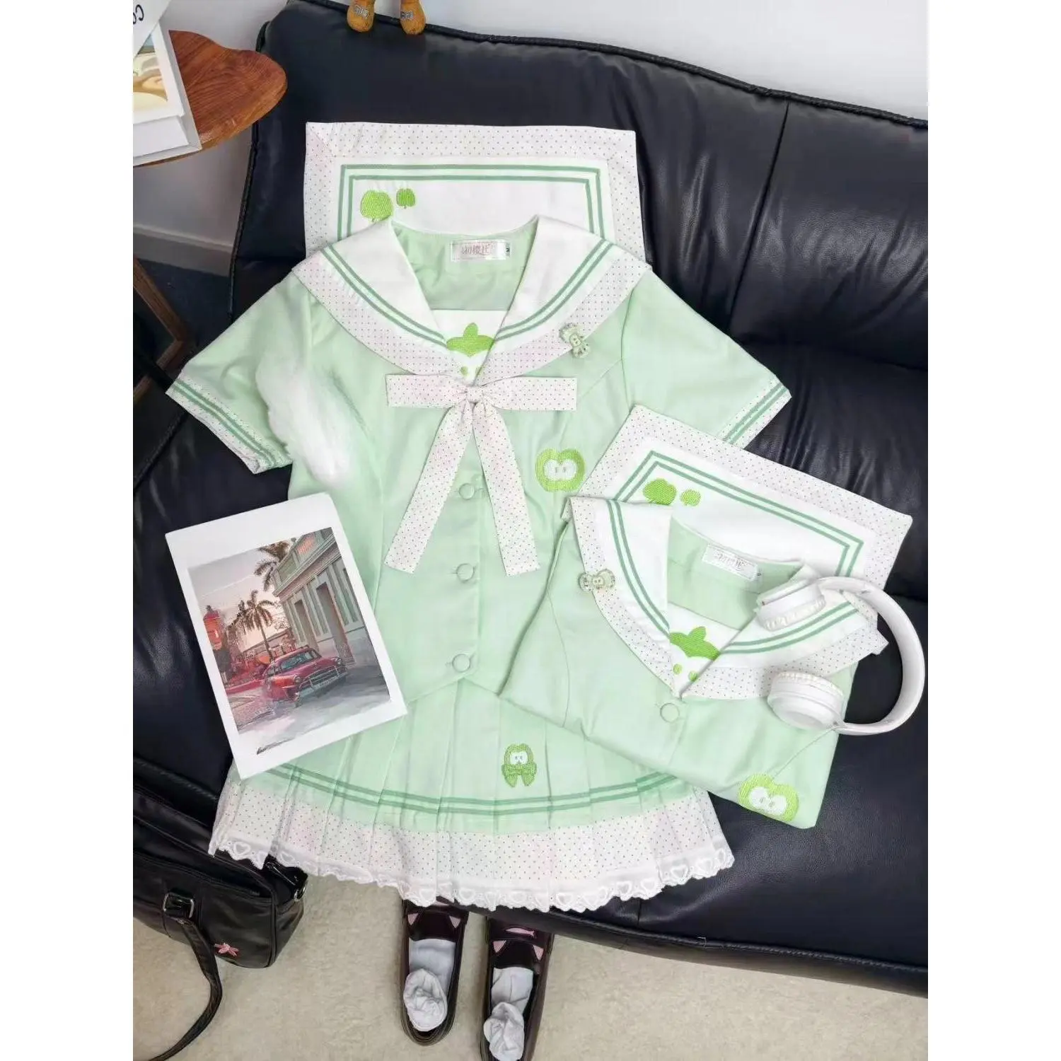 2026 new hot item irabeezt Cuteore Original Japanese School Uniform Set Y2k Women Sailor Collar Top Pleated Mini Skirt Preppy Aesthetic JK Cosplay