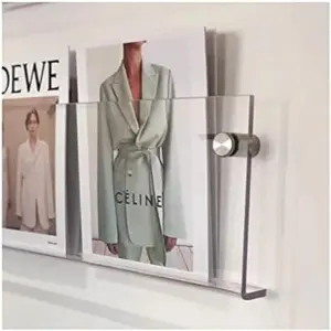 2-Pack 17 Inch Clear Acrylic Magazine Holder Brochure Record Holder, Fashion Hanging Bookshelf Literature Storage Rack for Waiting Room Living Room Office