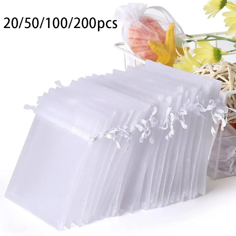 Transparent Organza Gift Bags, Gift Wrap, Elegant Packaging, 20/50/100/200 Pieces, 4x5 Inches, Ideal for Mother's Day, Weddings, Parties, Jewelry Storage
