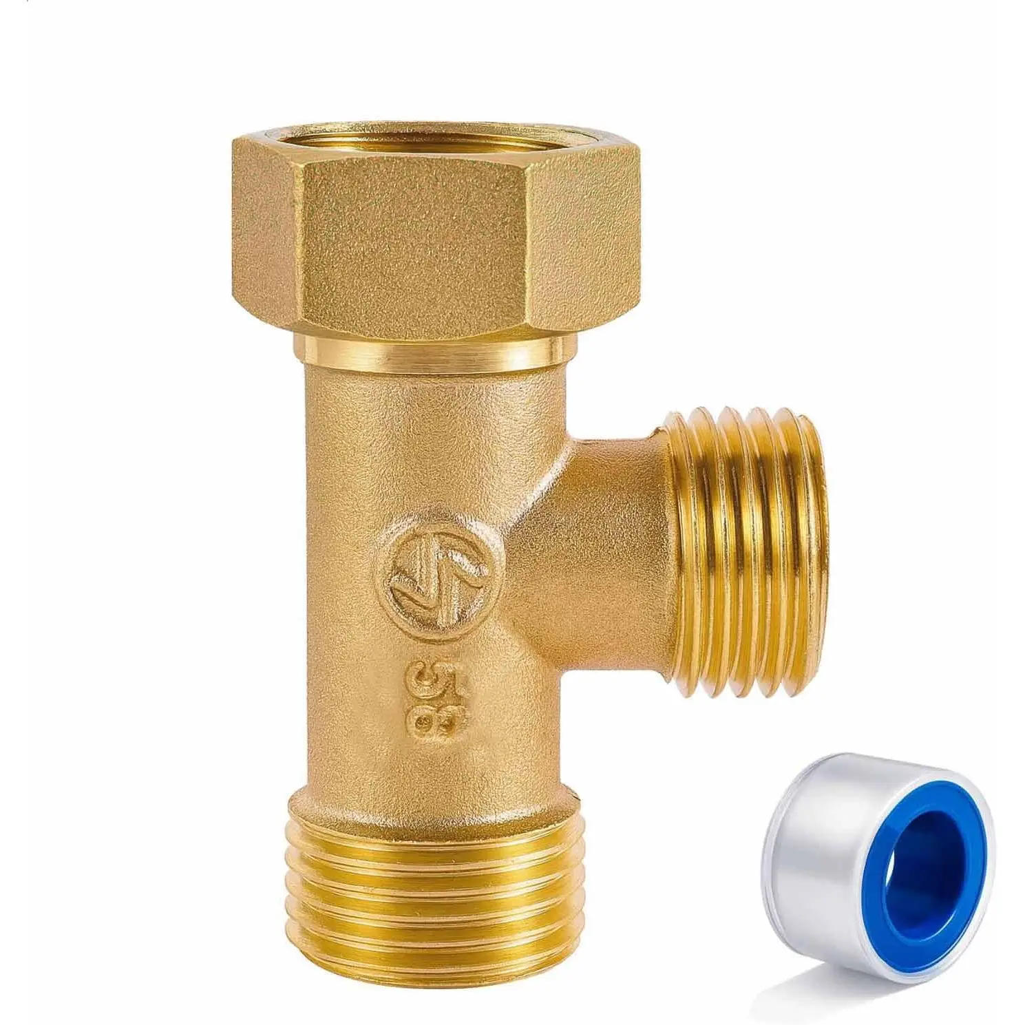 G1/2" Brass Bidet T Adapter, 3 Way Brass Shower Diverter Valve | G1/2 Male x G1/2 Male x G1/2 Female Bidet Adapter, 1/2 Inch Tee for Shower Arms, Angle Valves, Bidets, and Sprayer Hoses
