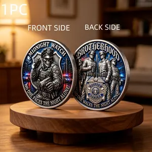 1PC Night Patrol Theme Commemorative Medal Alloy 3D Relief Collectible Coin Urban Guardian Inspired Decorative Souvenir Gift For Collectors Security Enthusiasts Birthday Gift Christmas Gift Home Office Display Commemorative And Decorative Collectible