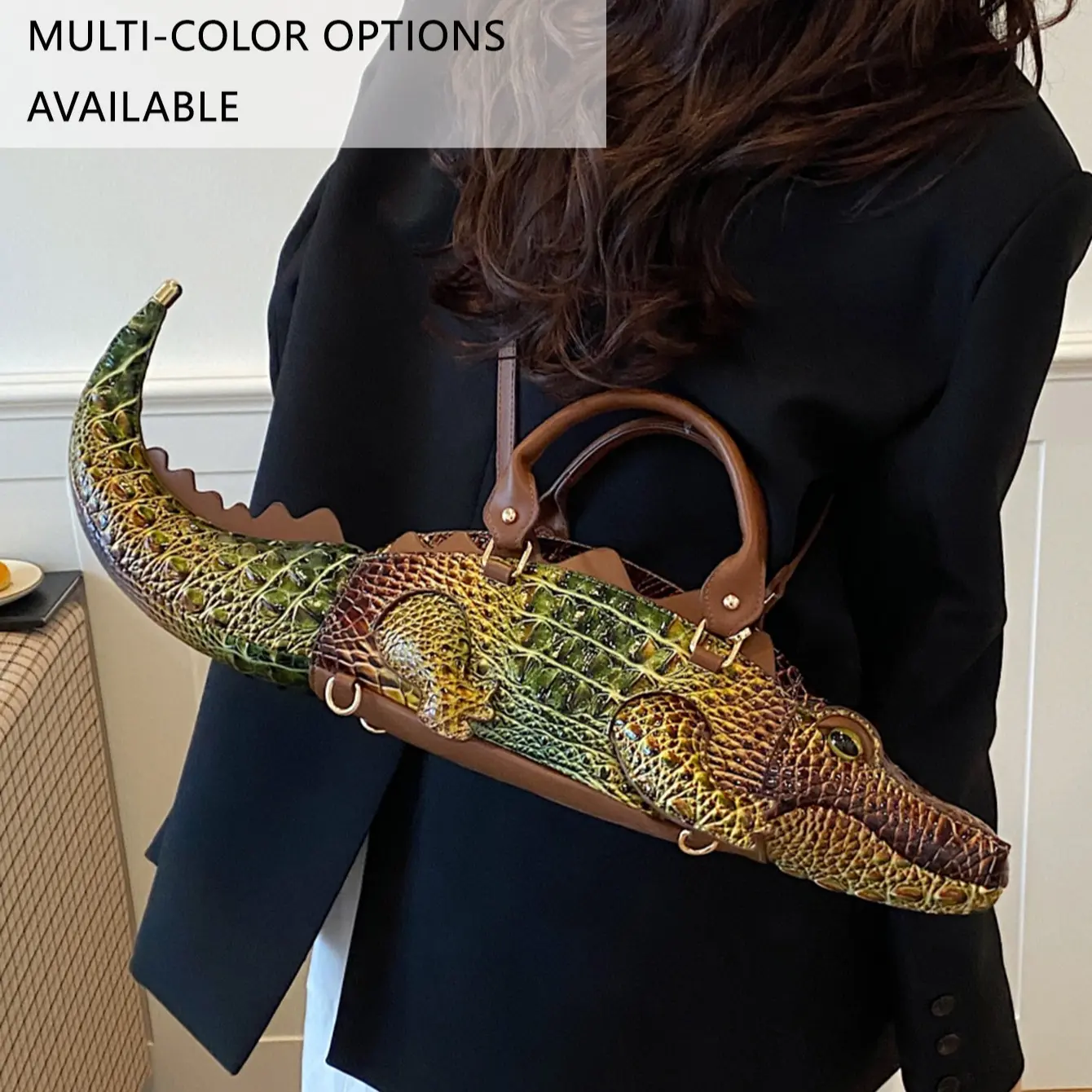 3D Crocodile Shape Backpack, Gothic Style Handbag, Irregular Shaped Women's Bag, Single Shoulder Crossbody Bag, Creative and Personalized Design