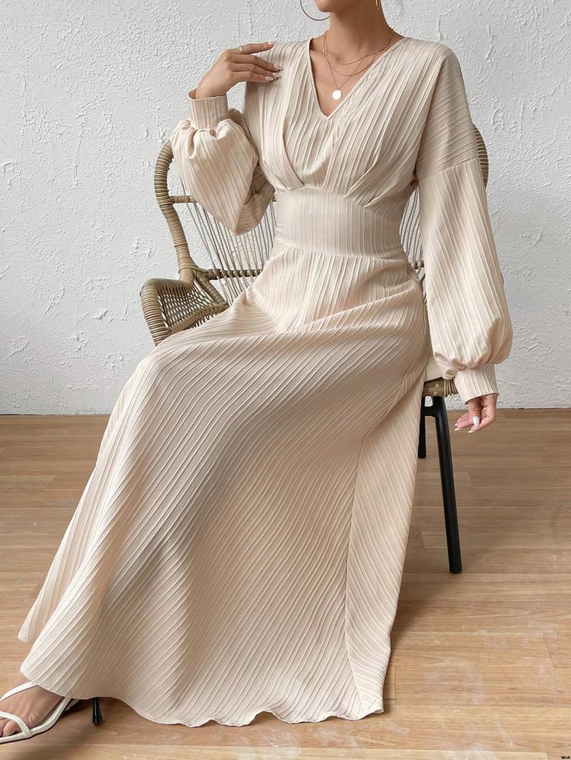 Dress A-Sleeve Lantern Solid Color a é Raffin SHEIN