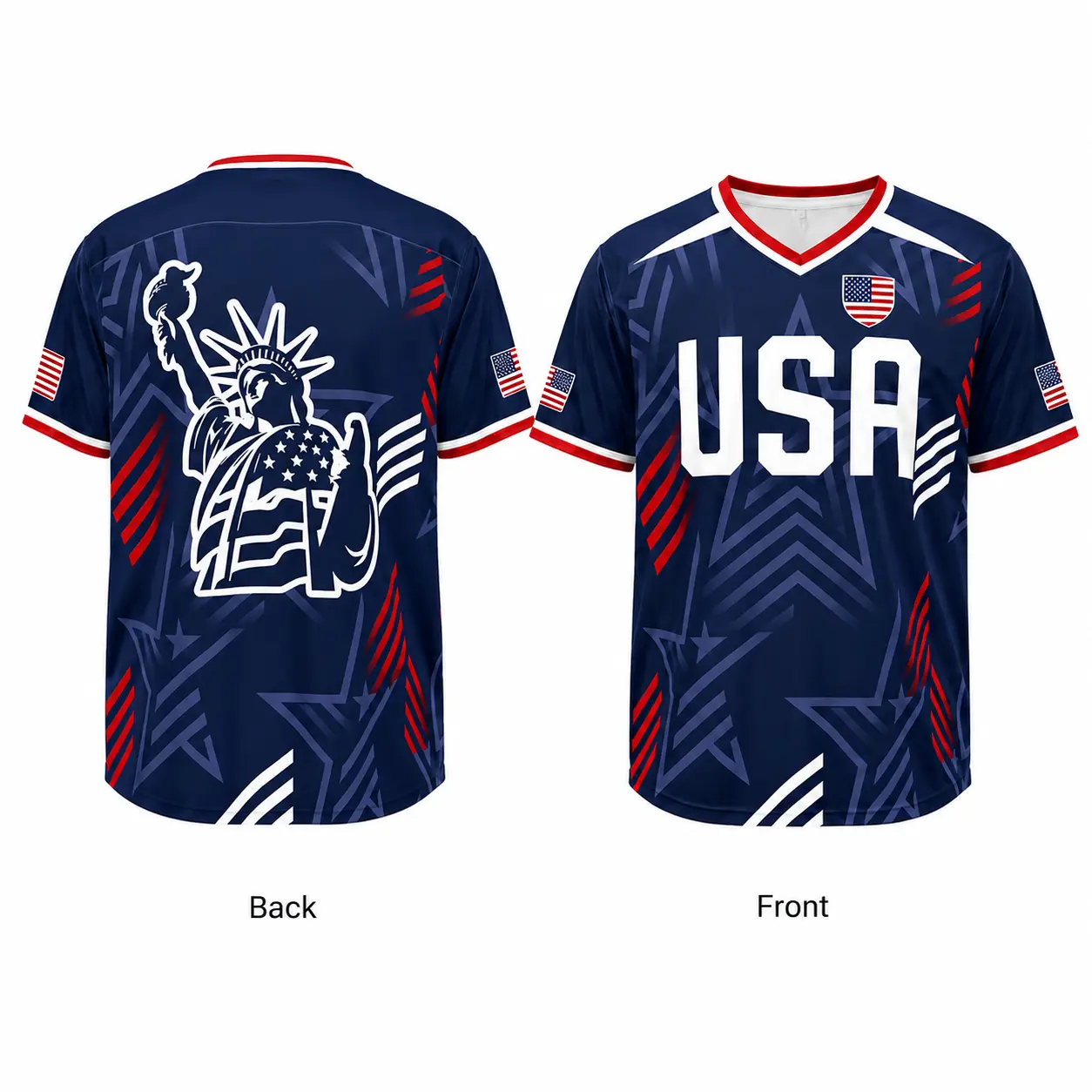 USA Soccer Jersey V-Neck Short Sleeve, Statue of Liberty Graphic Fan Apparel, Lightweight Breathable Athletic Wear, Multiple ,250th anniversary jersey,courtesy of the red white and blue shirt,5 sense gifts for him,summer clothes,dad gift