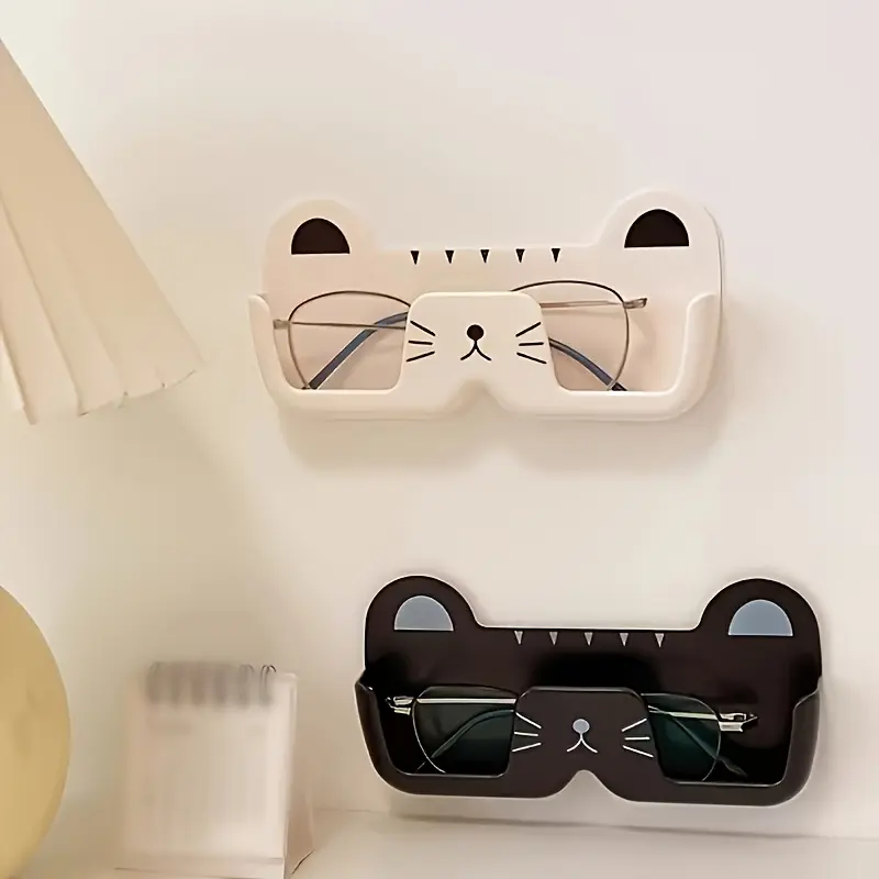 2/4Pcs Cute Cat‑Shaped Eyeglass Holder, Creative Nail‑Free Wall‑Mount Sunglass Storage Organizer, Adorable Animal‑Design Wall‑Hung Eyewear Rack, Space‑Saving Floating Frame Holds Single Pair Anti‑Pressure, Decor Accessory for Bathroom & Bedroom Wall